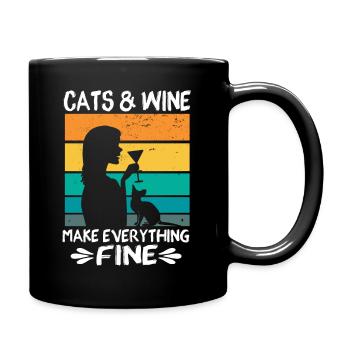 Cats Wine make everything fine - Full Colour Mug - black - Right