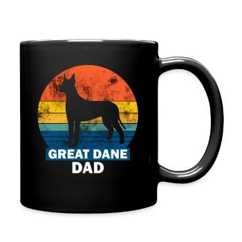 Great Dane Dad Mastiff Silhouette Retro Circle Grunge - Full Colour Mug - black - Right
