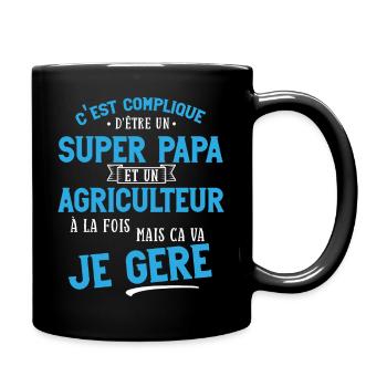 Super papa et agriculteur cadeau humour je gère - Mug uni - noir - Droite