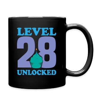 Glückwunsch, Geburtstag, 28 Jahre alt - Tasse einfarbig - Schwarz - Rechts