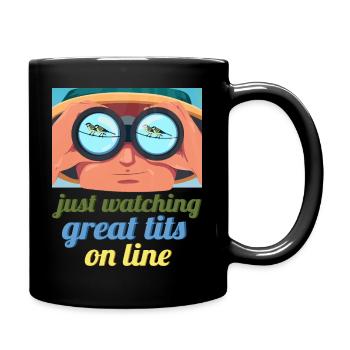 watching tits online - Tasse einfarbig - Schwarz - Rechts