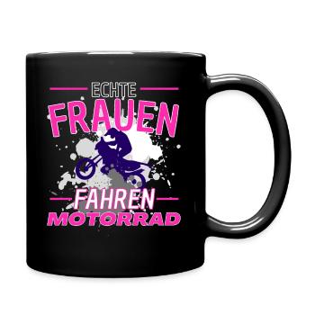 ECHTE FRAUEN FAHREN MOTORCROSS! BIKERIN MOTORCROSS - Tasse einfarbig - Schwarz - Rechts