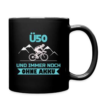 Ü50 Radsport Fahrrad Lustiges Anti Ebike Shirt - Tasse einfarbig - Schwarz - Rechts