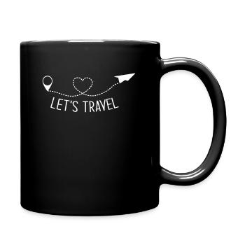 Let's Travel - Standpunkt Herz Flugzeug Reisen - Tasse einfarbig - Schwarz - Rechts
