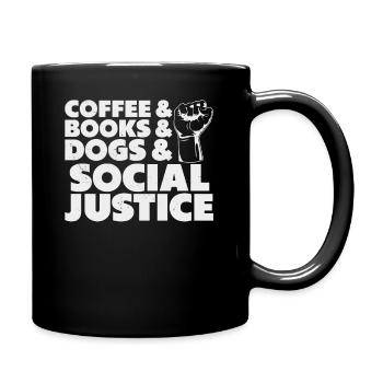 Bücher Hunde Soziale Gerechtigkeit - Tasse einfarbig - Schwarz - Rechts