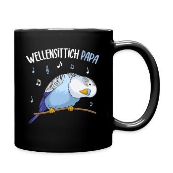 Wellensittich Papa Blausittich Vater Blau - Tasse einfarbig - Schwarz - Rechts