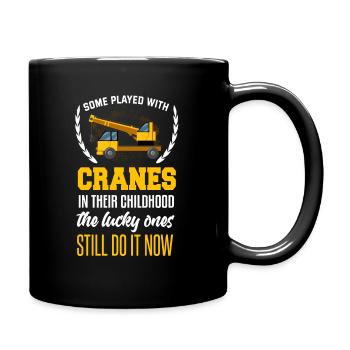 Kranfahrer Kran Kranführer Baustelle Arbeit - Tasse einfarbig - Schwarz - Rechts