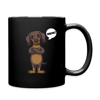 Sturer Dackel Hund lustig Teckel Hundebesitzer - Tasse einfarbig - Schwarz - Rechts