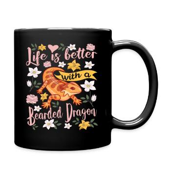 Bartagame Pogona lustig Spruch - Tasse einfarbig - Schwarz - Rechts