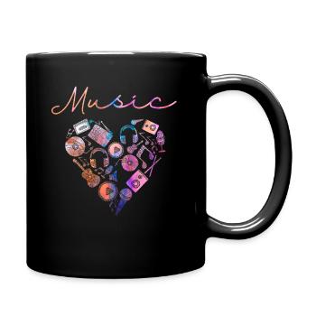 Musik Herz Gitarre Musiker Mikrofon - Tasse einfarbig - Schwarz - Rechts
