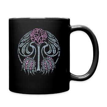 Jugendstil, Vintage-1900, Mandala-Motiv - Tasse einfarbig - Schwarz - Rechts