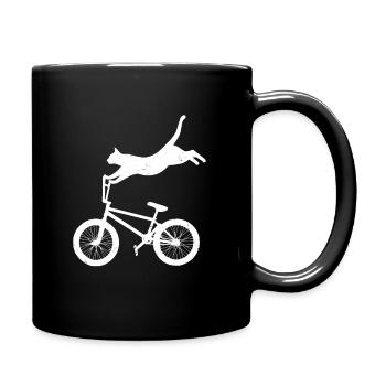 Fahrrad Katze MTB BMX Freestyle Radfahrer Katzen - Tasse einfarbig - Schwarz - Rechts