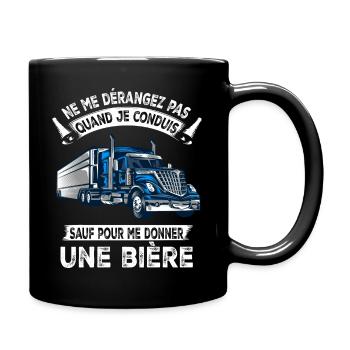 Camion ,Chauffeur routier, Cadeau pour routier - Mug uni - noir - Droite