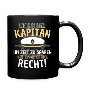 Kapitän Spruch Herren Boot Segler Nautik Motorboot - Tasse einfarbig - Schwarz - Rechts