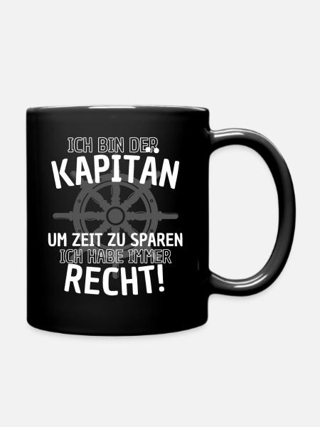 Kapitän Spruch Herren Boot Segler Nautik Motorboot - Tasse einfarbig - Schwarz