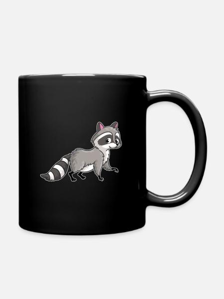 Süßer Waschbär Tierfreund Bär Tierliebe - Tasse einfarbig - Schwarz