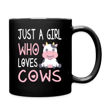 Sweet Dairy Cow – Just A Girl Who Loves Cows - Full Colour Mug - black - Right