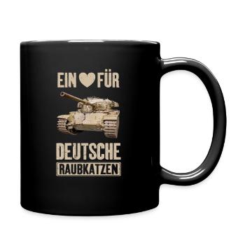 Ein Herz für deutsche Raubkatzen - Tasse einfarbig - Schwarz - Rechts