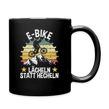 E-Bike Radfahrer Lächeln Statt Hecheln - Tasse einfarbig - Schwarz - Rechts