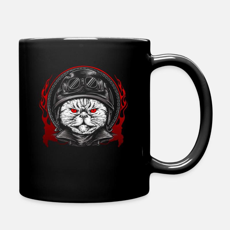 Katze Biker Katzen Motorrad Geschenk - Tasse einfarbig - Schwarz