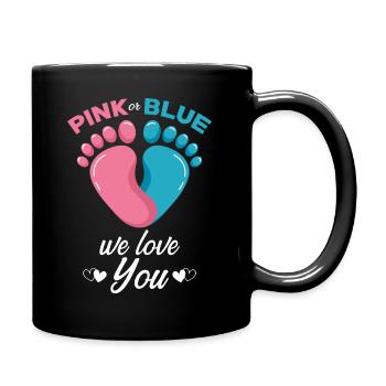 Pink or Blue we love you - Full Colour Mug - black - Right