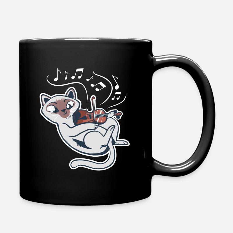 Doux chat joue violon violon - Mug uni - noir