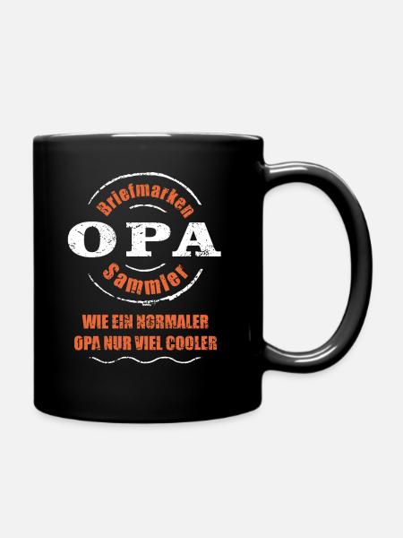 Briefmarkensammler Briefmarken Opa Geschenk Herren - Tasse einfarbig - Schwarz
