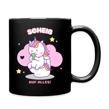 Drôle de sort avec une licorne douce dans les toilettes - Mug uni - noir - Droite