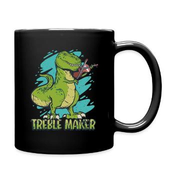 Treble Maker Funny dinosaur playing the violin - Full Colour Mug - black - Right