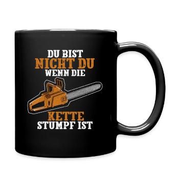 Holzfäller Kettensäge - Tasse einfarbig - Schwarz - Rechts