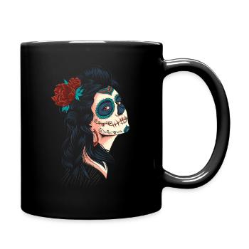 Schöne Lady der Toten La Calavera Catrina - Tasse einfarbig - Schwarz - Rechts