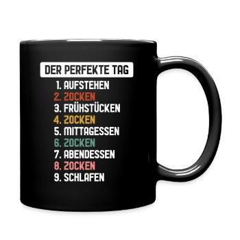 Mann Frau zocken Der Perfekte Tag Zocker Gamer - Tasse einfarbig - Schwarz - Rechts