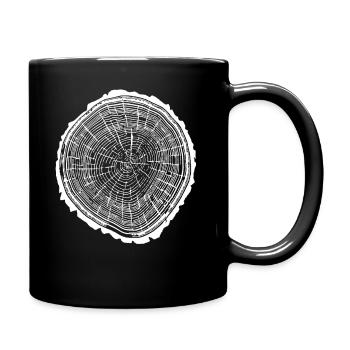 Holzscheibe mit Rinde - Tasse einfarbig - Schwarz - Rechts