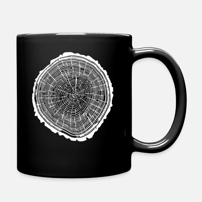 Holzscheibe mit Rinde - Tasse einfarbig - Schwarz