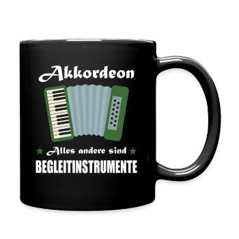 Akkordeon Geschenk Steirische Ziehharmonika - Tasse einfarbig - Schwarz - Rechts