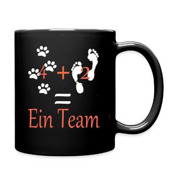 Team Hund Mensch - Tasse einfarbig - Schwarz - Rechts