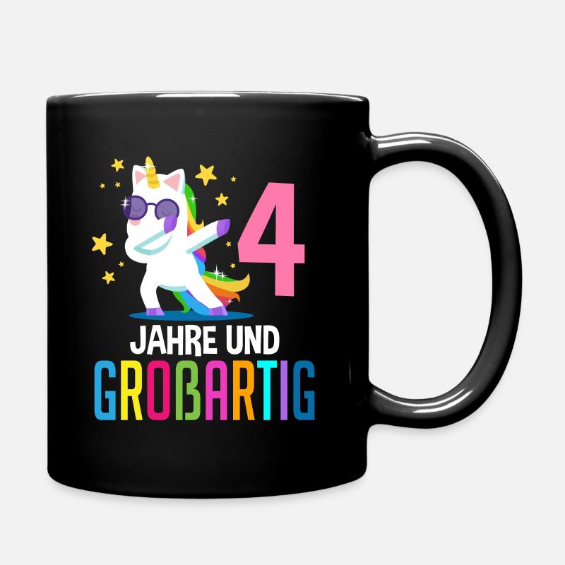 4. Geburtstag Mädchen 4 Jahre Einhorn Party - Tasse einfarbig - Schwarz