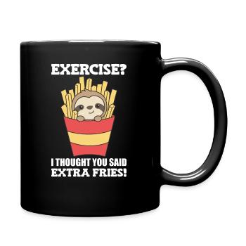 exercise i thougt you said fries funny sloth - Mug uni - noir - Droite