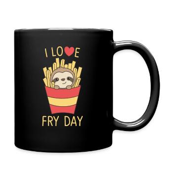 I love Fry day funny sloth french fries friday - Tasse einfarbig - Schwarz - Rechts