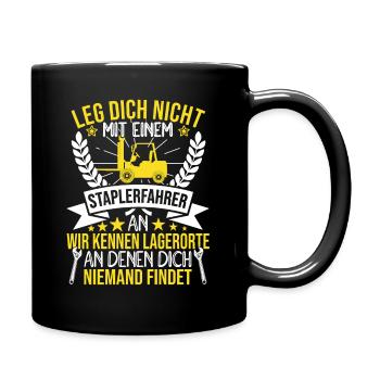 Gabelstaplerfahrer Staplerfahrer Stapler Lagerist - Tasse einfarbig - Schwarz - Rechts