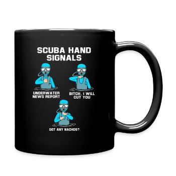 Taucher Handzeichen Scuba Diving - Tasse einfarbig - Schwarz - Rechts