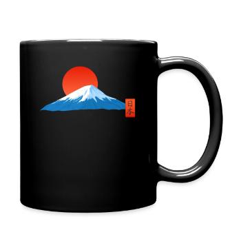 Japanese mountain Fuji with sunrise Japan - Full Colour Mug - black - Right