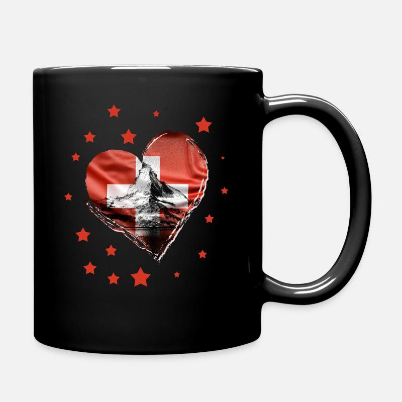 Schweiz Swiss Schweizer Geschenk Alpen Berge Fahne - Tasse einfarbig - Schwarz