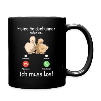 Meine Seidenhühner rufen an Seidenhuhn Silkie Huhn - Tasse einfarbig - Schwarz - Rechts