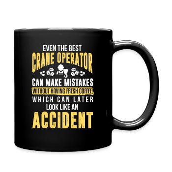 Kranfahrer Kran Kranführer Baustelle Arbeit - Tasse einfarbig - Schwarz - Rechts