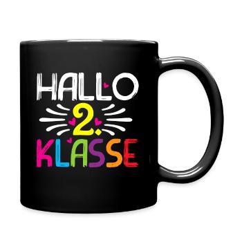 Hallo 2 Klasse Grundschule Schulbeginn Geschenk - Tasse einfarbig - Schwarz - Rechts