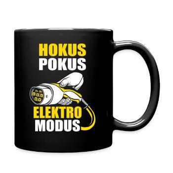 E-Auto Elektromobilität Elektroauto Geschenk - Tasse einfarbig - Schwarz - Rechts