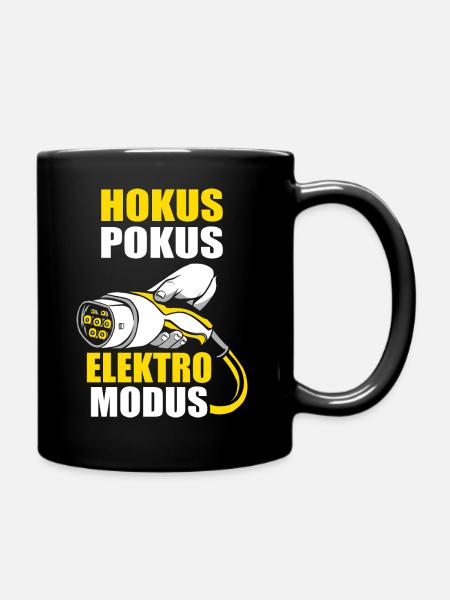 E-Auto Elektromobilität Elektroauto Geschenk - Tasse einfarbig - Schwarz