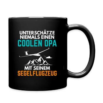 Segelflieger Opa Spruch Segelflugzeug Rente - Tasse einfarbig - Schwarz - Rechts