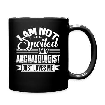 Mein Archäologe liebt mich einfach - Tasse einfarbig - Schwarz - Rechts